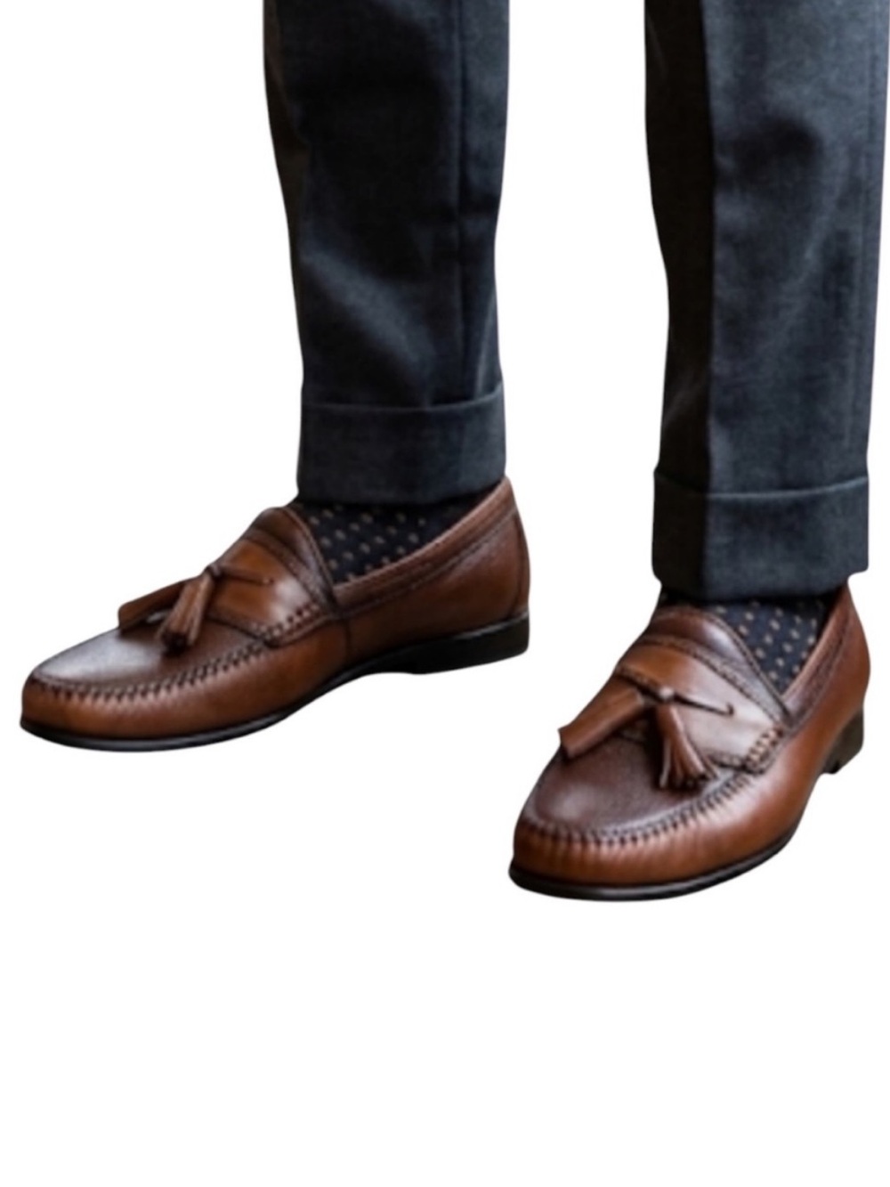 Brass Boot Handmade All Leather Tassel Loafers Brown Men's 8.5 M Dress Shoes